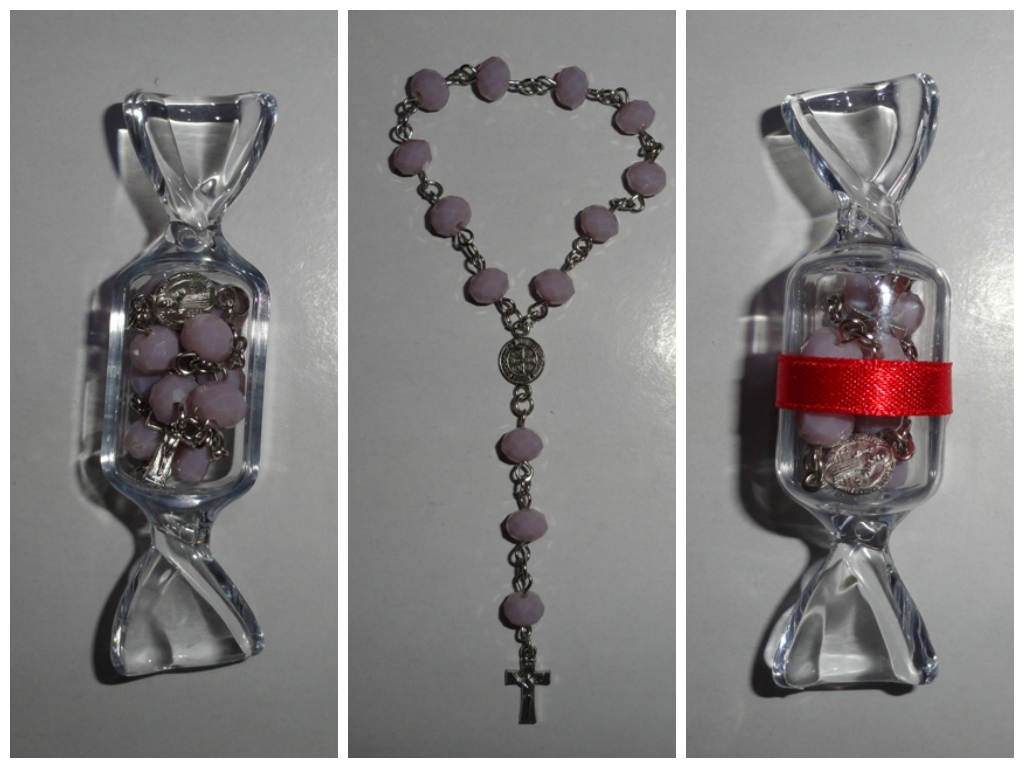 ONE DECADE FAITH PASTEL COLOR GLASS ROSARY IN CANDY BOX